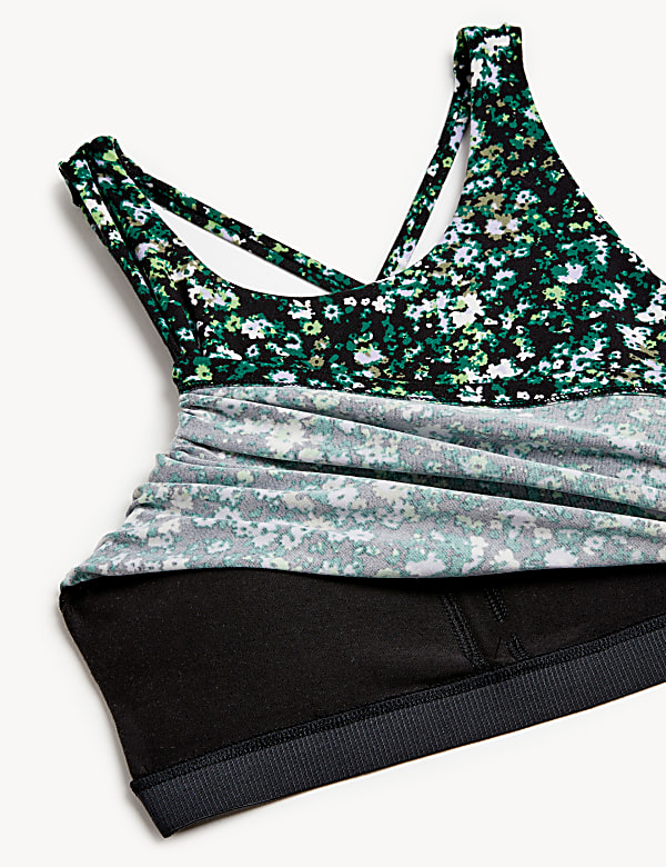 Printed High Neck Padded Yoga Crop Top