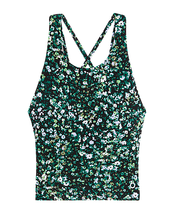 Printed High Neck Padded Yoga Crop Top