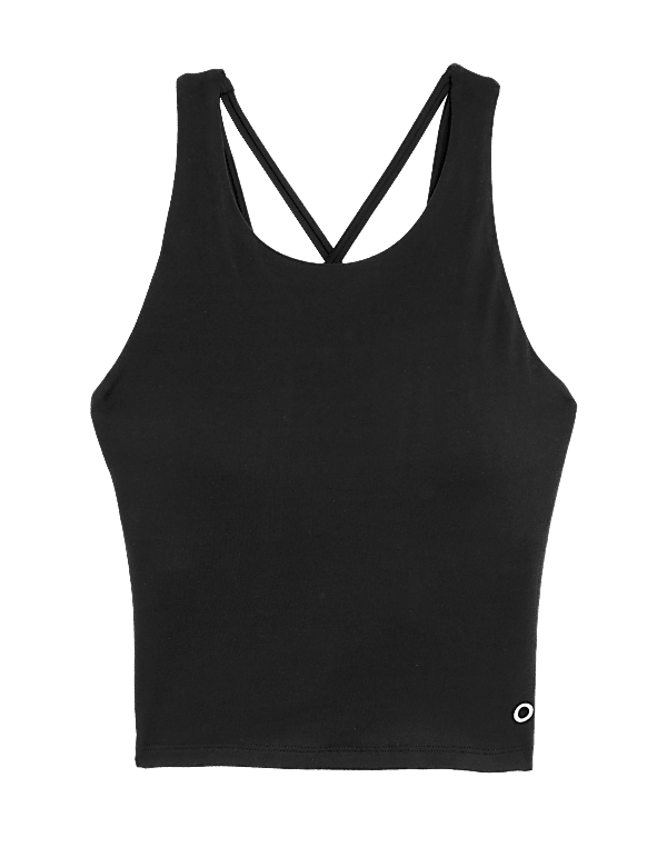 High Neck Padded Yoga Crop Vest Top