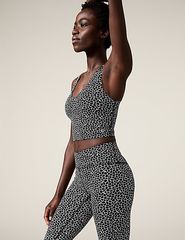 Printed V-Neck Padded Yoga Crop Top