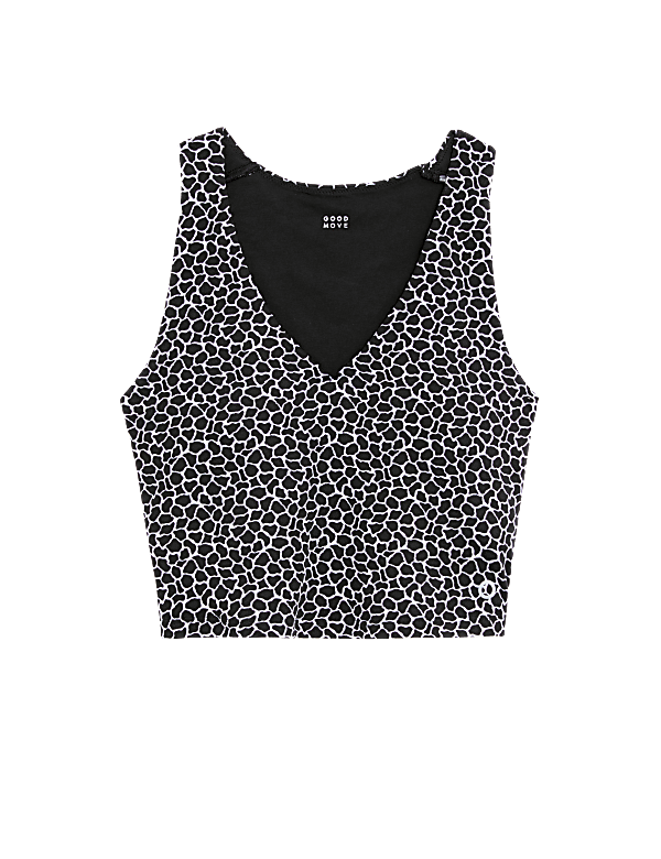 Printed V-Neck Padded Yoga Crop Top