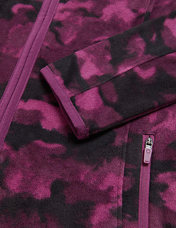 Printed Funnel Neck Fleece Jacket