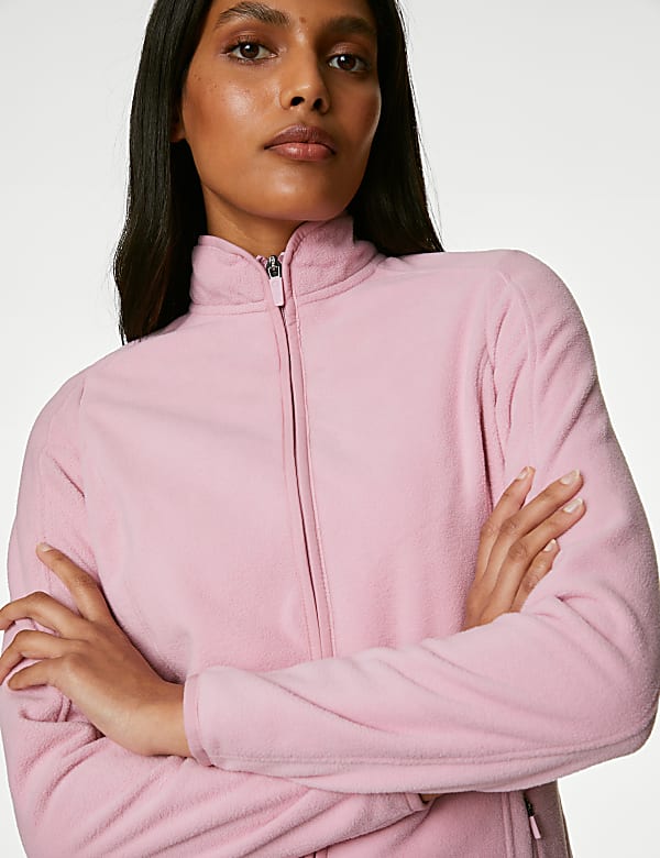Slim Fit Standing Collar Fleece Jacket