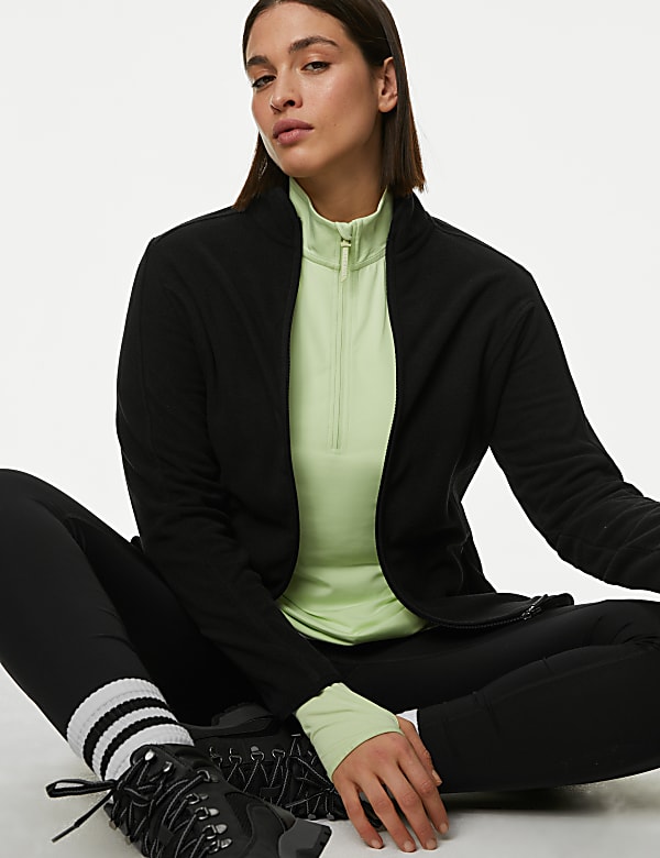 Slim Fit Standing Collar Fleece Jacket