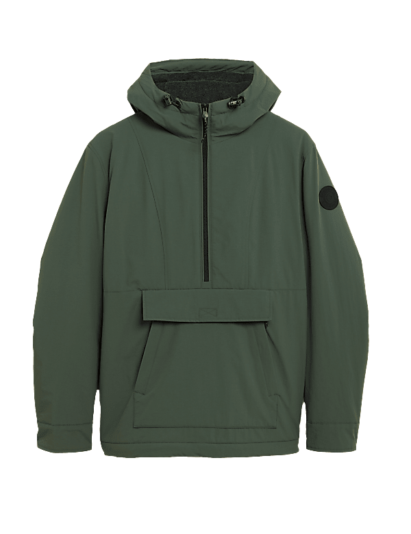 Fleece Lined Half Zip Hooded Jacket