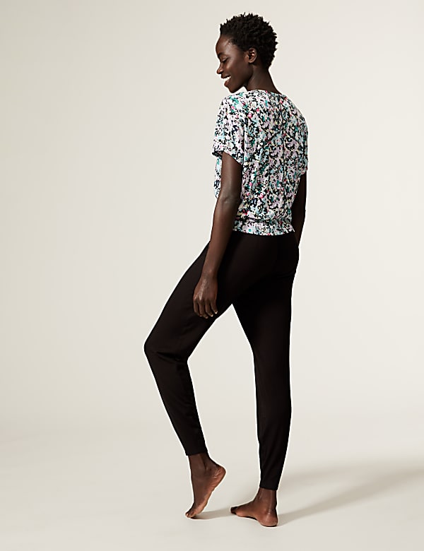 Printed Twist Front Cropped T-Shirt
