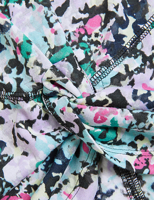 Printed Twist Front Cropped T-Shirt