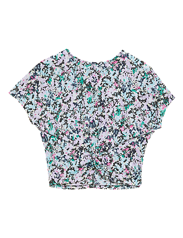 Printed Twist Front Cropped T-Shirt