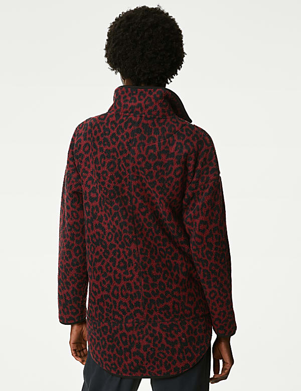 Half Zip Animal Print Fleece Jacket