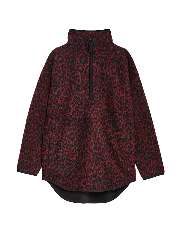 Half Zip Animal Print Fleece Jacket