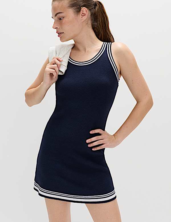 Cotton Rich Round Neck Fitted Sports Dress - AL
