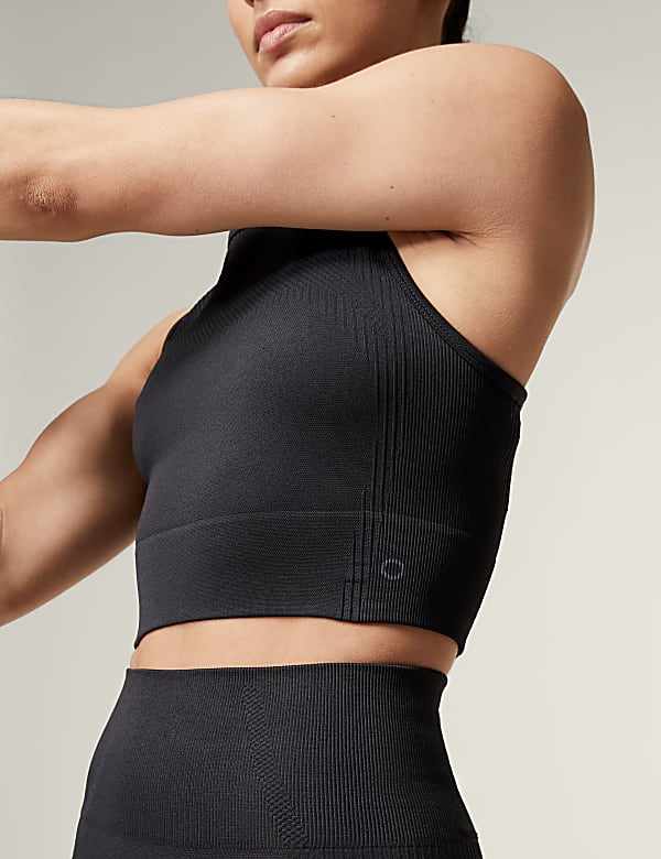 High Neck Seamless Fitted Crop Top