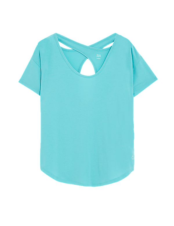 Scoop Neck Cross Back Yoga T-Shirt