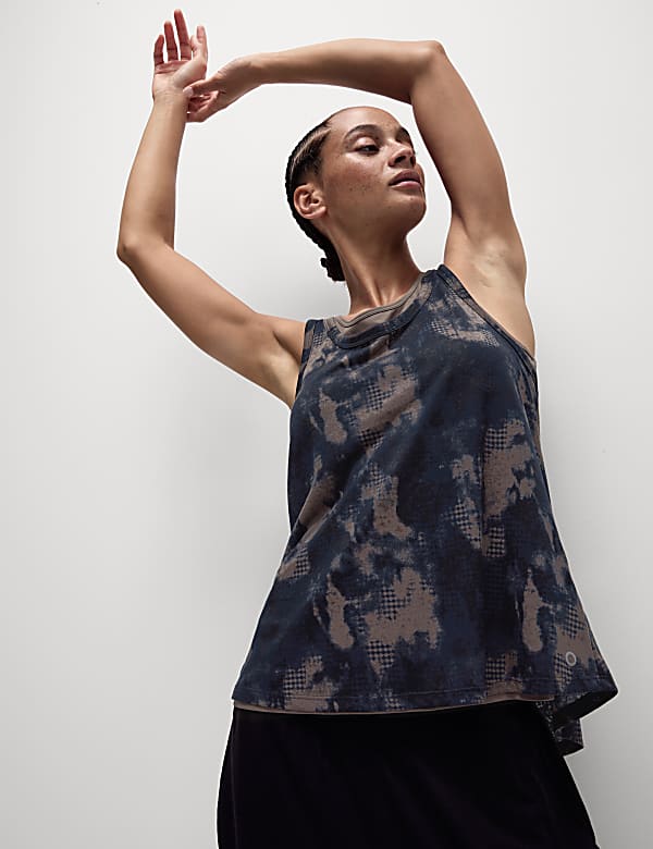 Débardeur de yoga coupe décontractée, effet superposé, avec imprimé - FR