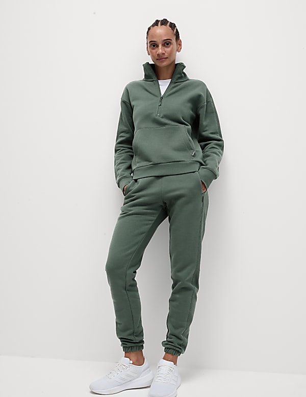Cotton Rich Funnel Neck Half Zip Sweatshirt