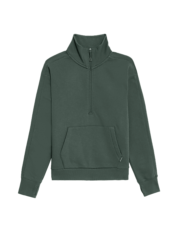 Cotton Rich Funnel Neck Half Zip Sweatshirt