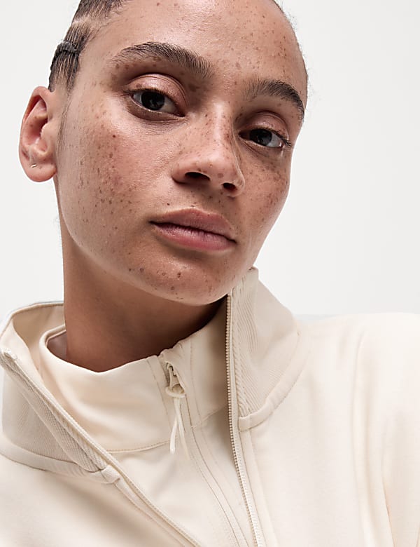 Cotton Rich Funnel Neck Half Zip Sweatshirt