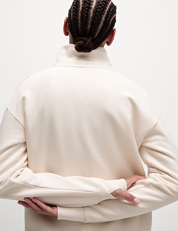 Cotton Rich Funnel Neck Half Zip Sweatshirt