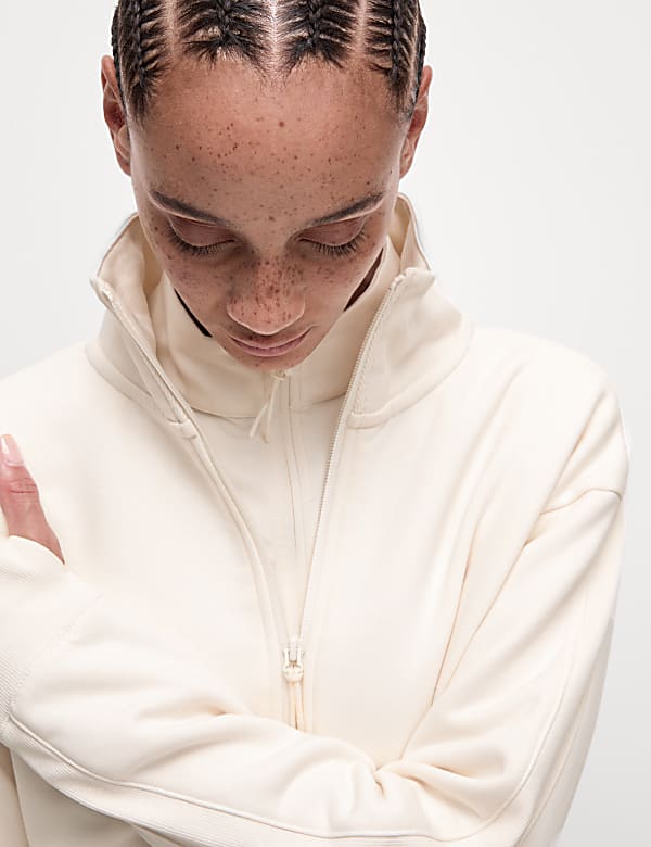 Cotton Rich Funnel Neck Half Zip Sweatshirt