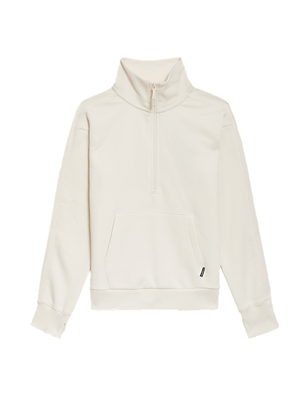 Cotton Rich Funnel Neck Half Zip Sweatshirt