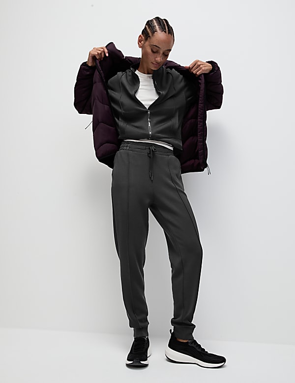 Yogajoggingbroek met boordjes, hoge taille en slanke pasvorm - BE