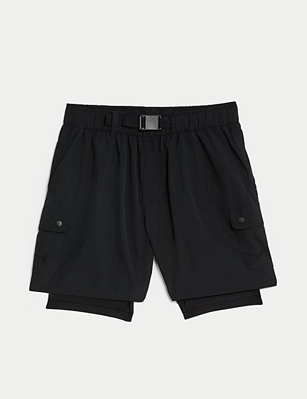 Korte, gelaagde cargowandelbroek met hoge taille - NL