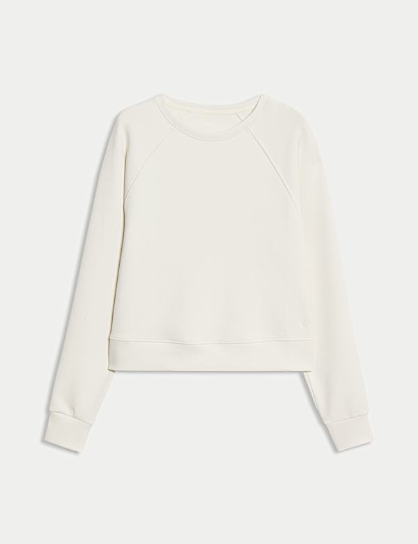 Round Neck Relaxed Yoga Crop Sweatshirt - CH