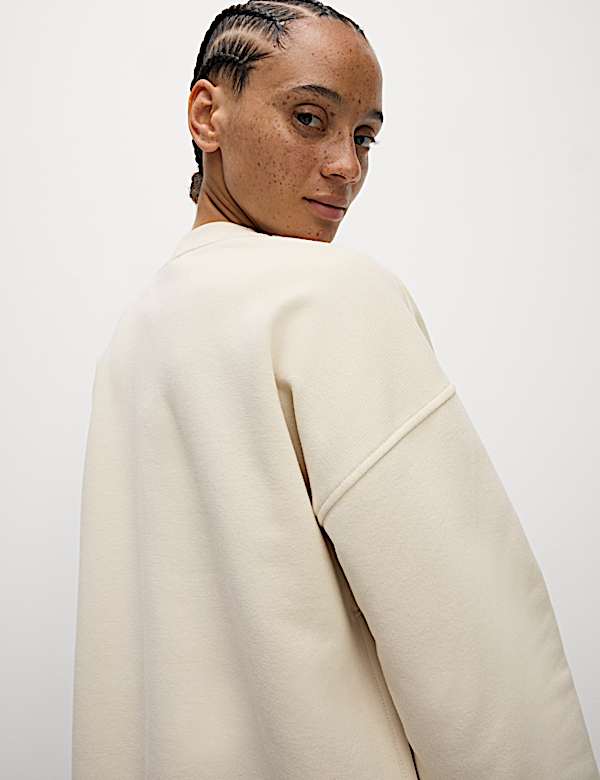 Cotton Rich Mesh Panel Relaxed Sweat-shirt - FI