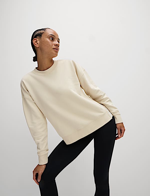 Cotton Rich Mesh Panel Relaxed Sweat-shirt - FI