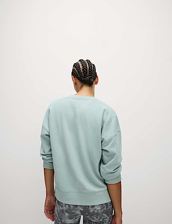 Cotton Rich Mesh Panel Relaxed Sweat-shirt - TW