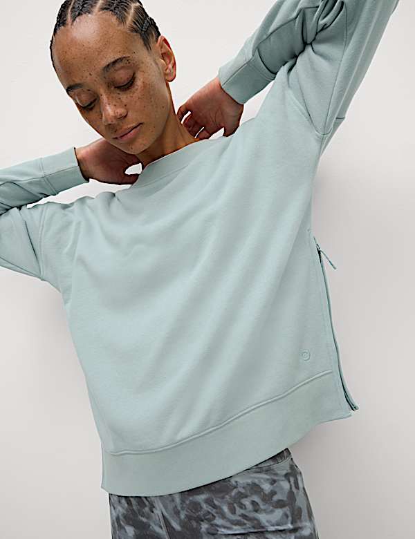 Cotton Rich Mesh Panel Relaxed Sweat-shirt - TW