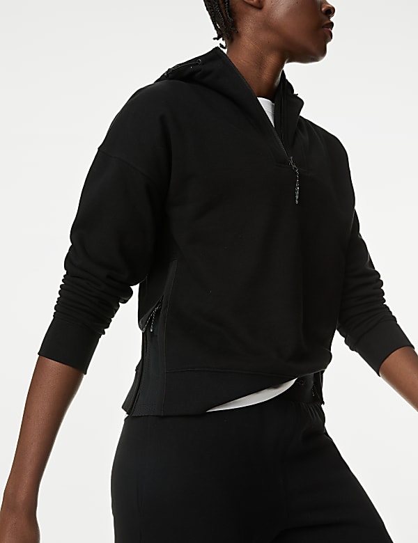 Cotton Rich Mesh Panel Relaxed Hoodie - SG