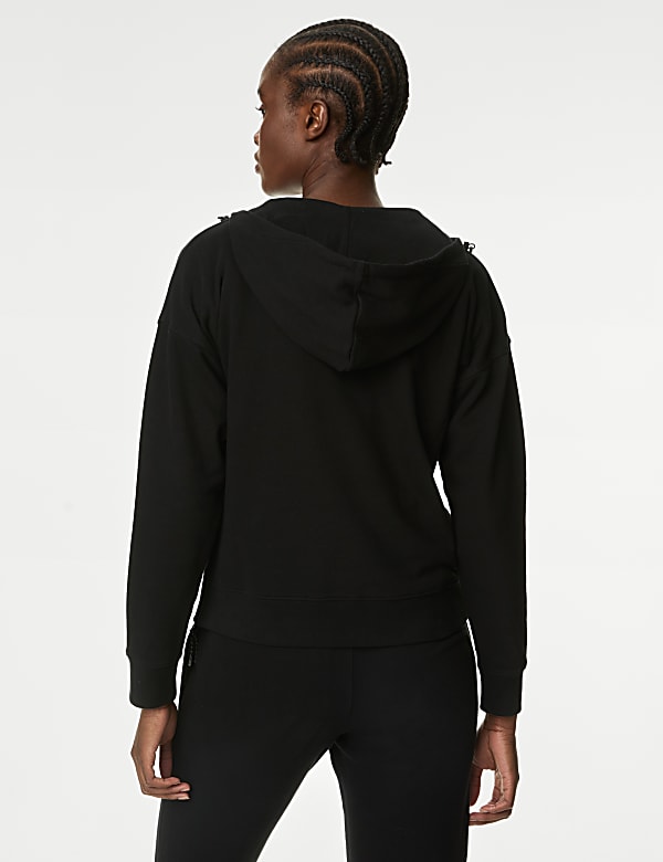 Cotton Rich Mesh Panel Relaxed Hoodie - KR