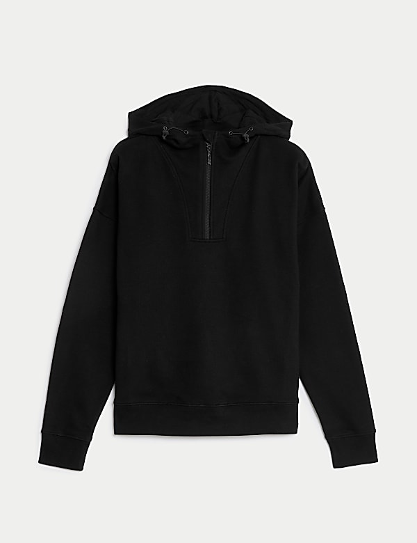 Cotton Rich Mesh Panel Relaxed Hoodie - KR