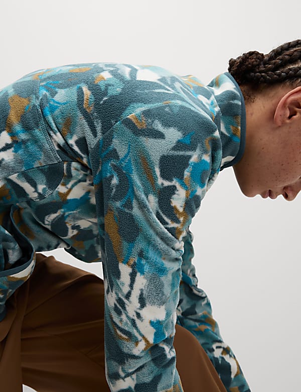 Thermal Printed Zip Up Funnel Neck Fleece - GR
