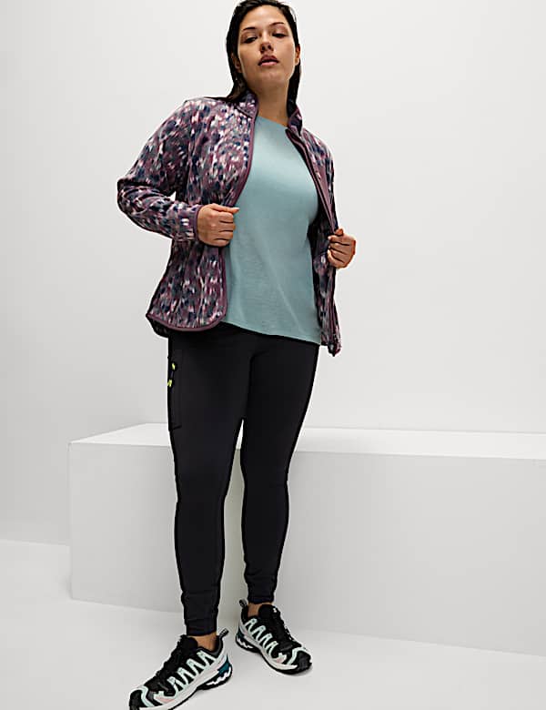 Polar térmico estampado con cremallera y cuello chimenea - US