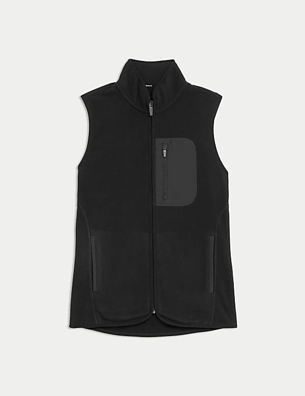 Zip Up Funnel Neck Fleece Gilet BLACK Jackets M S PT