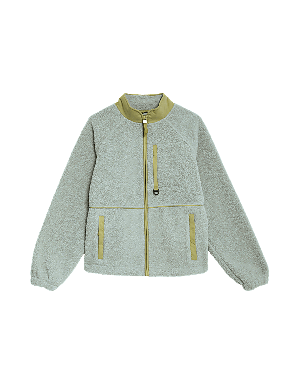 Borg Zip Up Funnel Neck Fleece Jacket