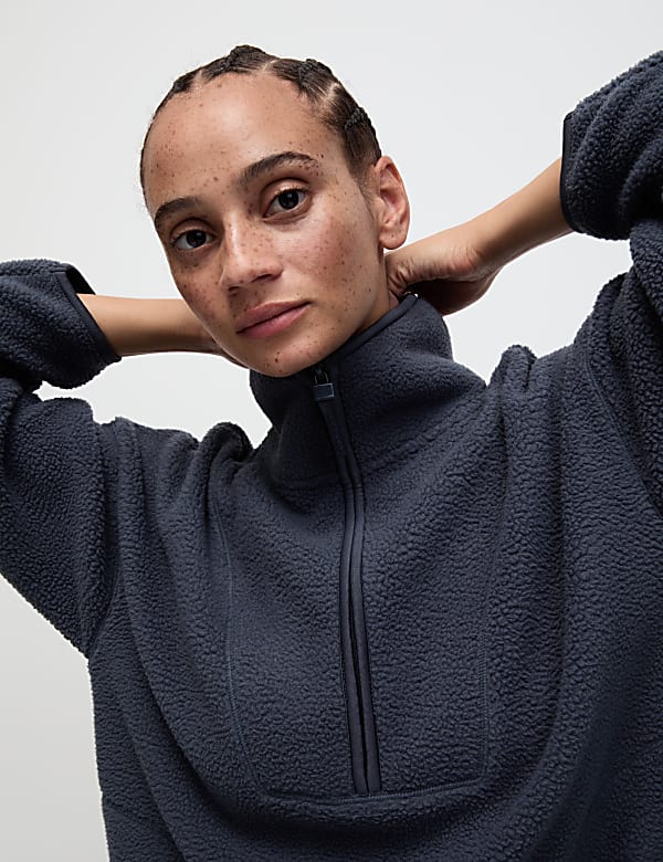 Borg Half Zip Longline Fleece Jacket - RO