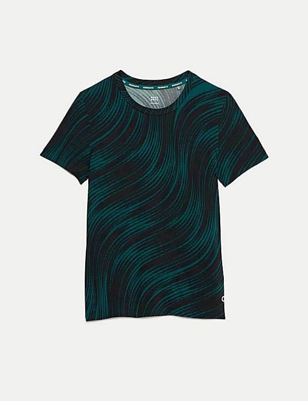 Printed Scoop Neck Fitted T-Shirt - KR
