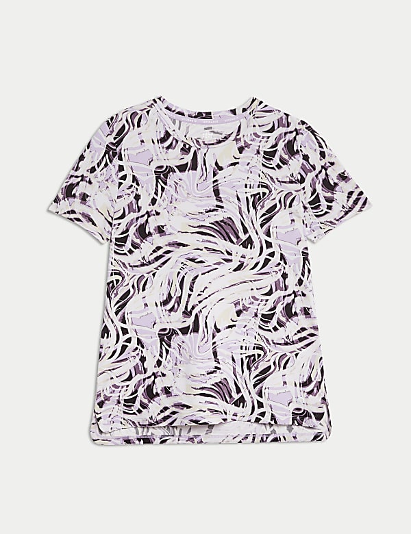 Printed Scoop Neck Fitted T-Shirt - BG