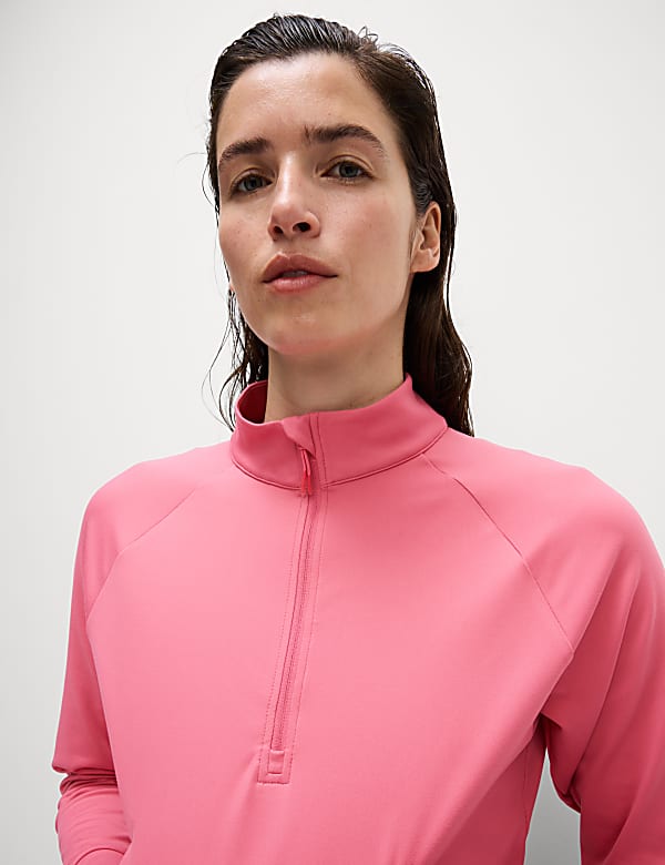 Funnel Neck Half Zip Yoga Top - CA