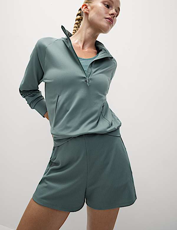 Funnel Neck Half Zip Yoga Top