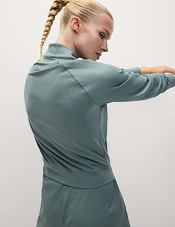 Funnel Neck Half Zip Yoga Top