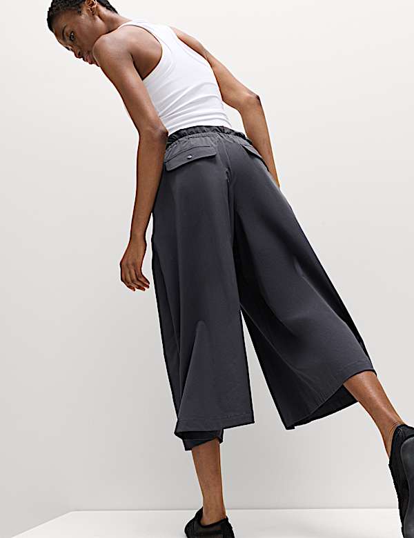 Woven Lightweight High Waisted Wide Leg Culottes - VN