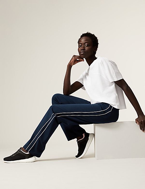Cotton Rich Side Stripe Straight Leg Joggers