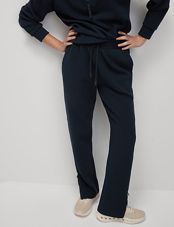 Taps toelopende geribde joggingbroek met hoge taille - NL