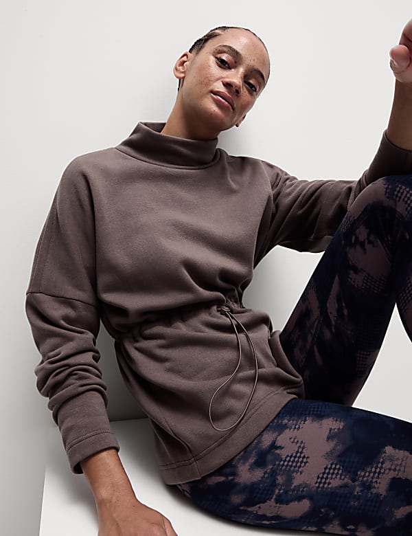 Cotton Rich Brushed Funnel Neck Sweatshirt - JP