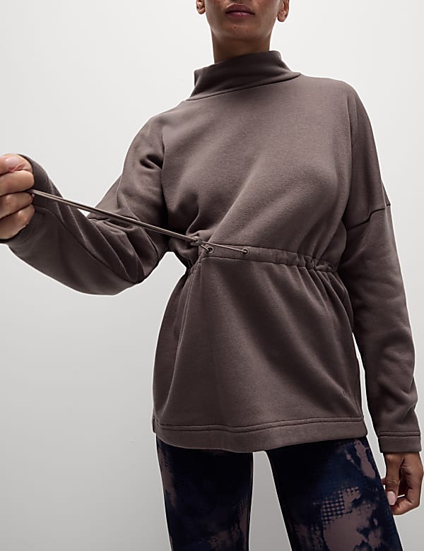 Cotton Rich Brushed Funnel Neck Sweatshirt - JP