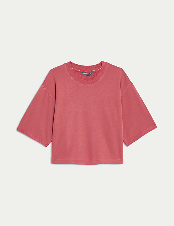 Scoop Neck Boxy Cropped T-Shirt with Cotton - UA